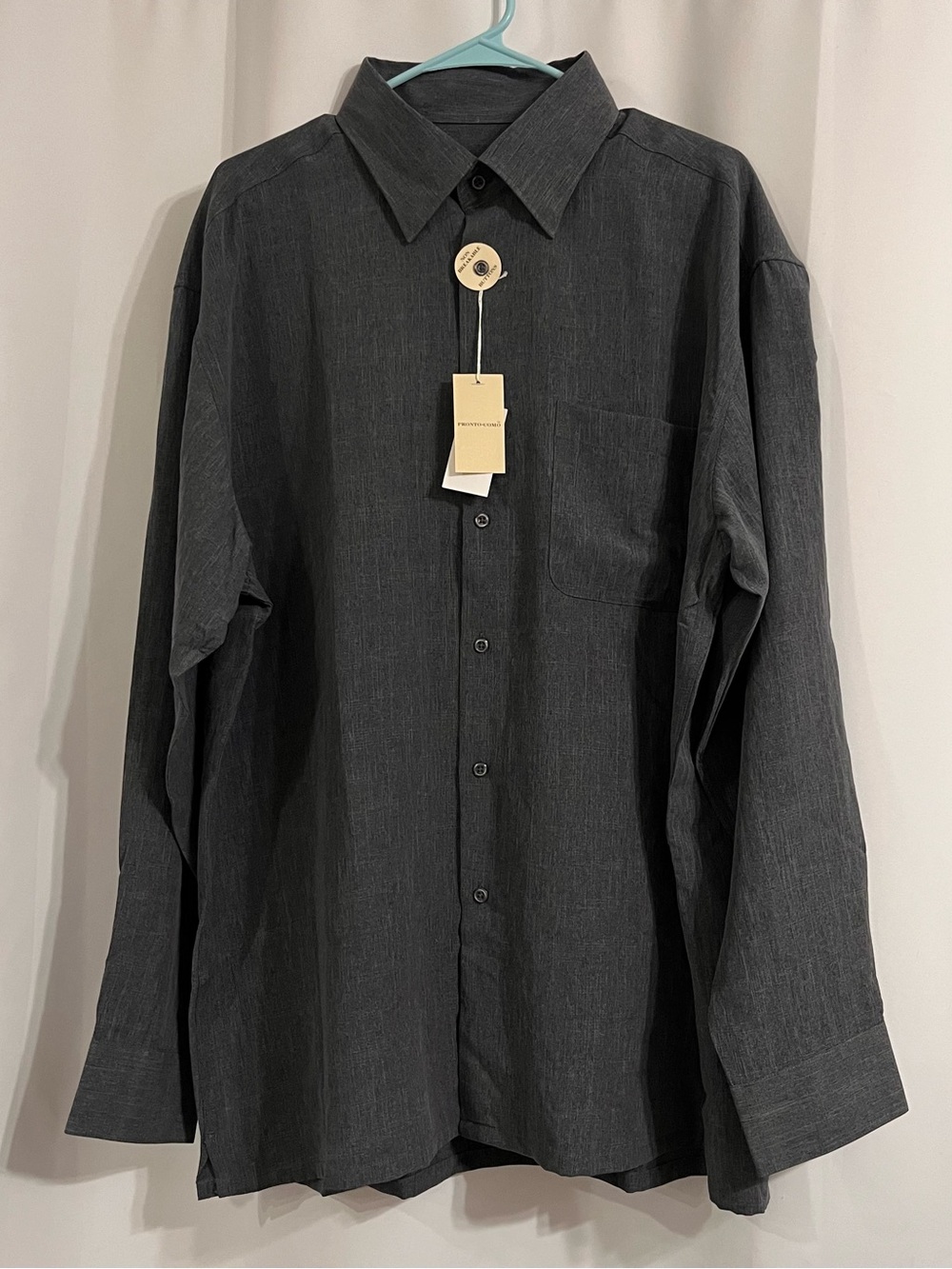 Pronto Uomo Button Down long sleeve dress shirt charcoal gray XL